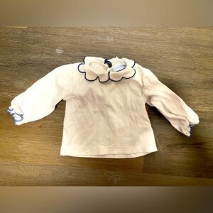 Bella Bliss 9mo Scalloped Collar Shirt (navy)